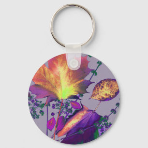 Autumn Leaves in Lilac Keychain