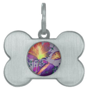 Autumn Leaves in Lilac Pet Name Tag