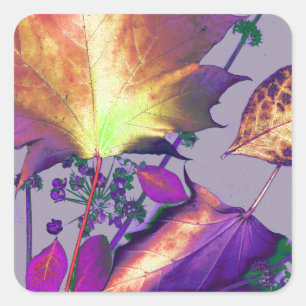 Autumn Leaves in Lilac Square Sticker