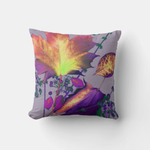 Autumn Leaves in Lilac Throw Pillow