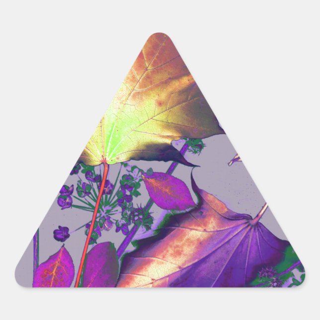 Autumn Leaves in Lilac Triangle Sticker (Front)
