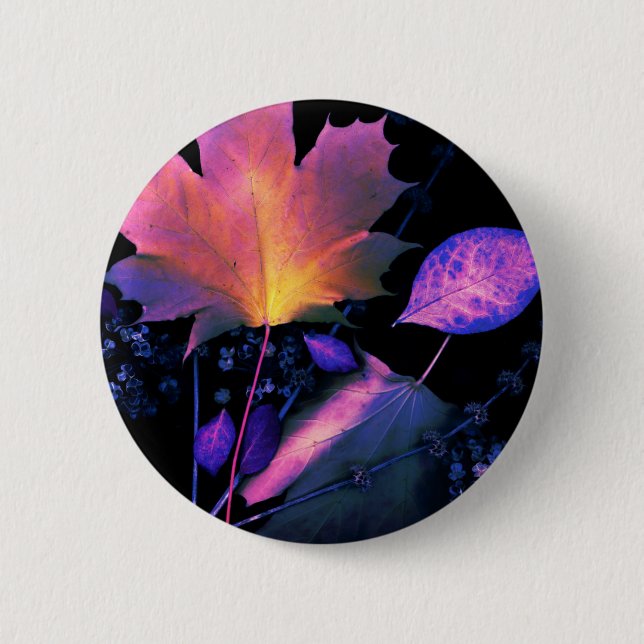Autumn Leaves in Neon 2 Inch Round Button (Front)