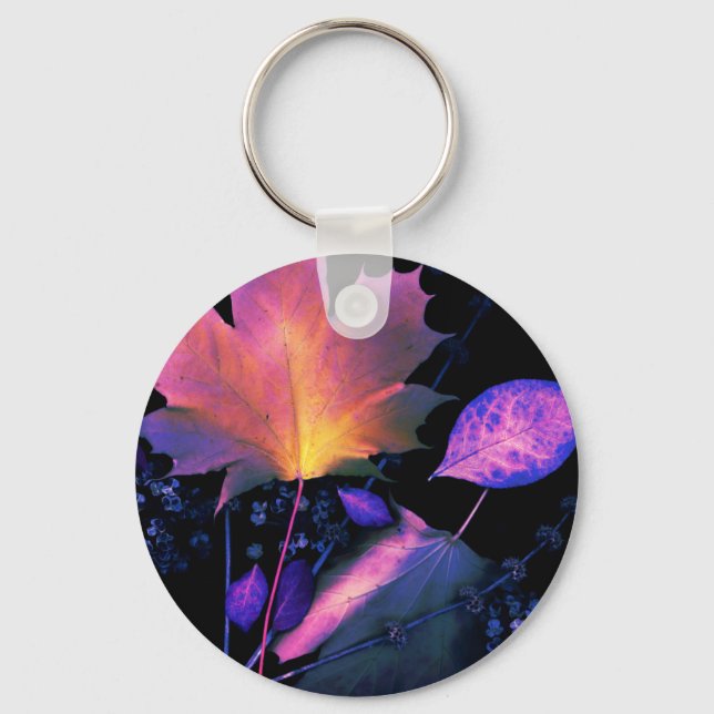 Autumn Leaves in Neon Keychain (Front)