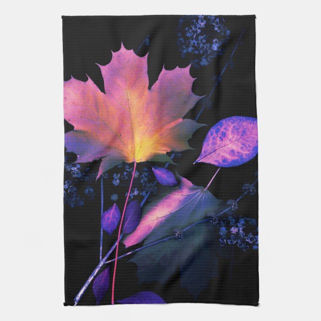 Autumn Leaves in Neon Kitchen Towel (Vertical)