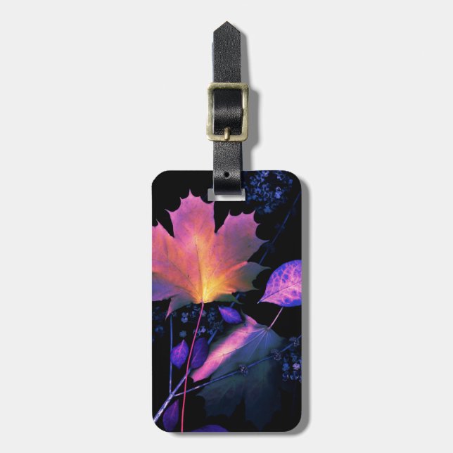 Autumn Leaves in Neon Luggage Tag (Front Vertical)