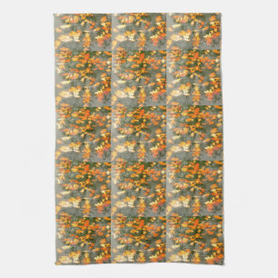 autumn leaves in rain kitchen towel
