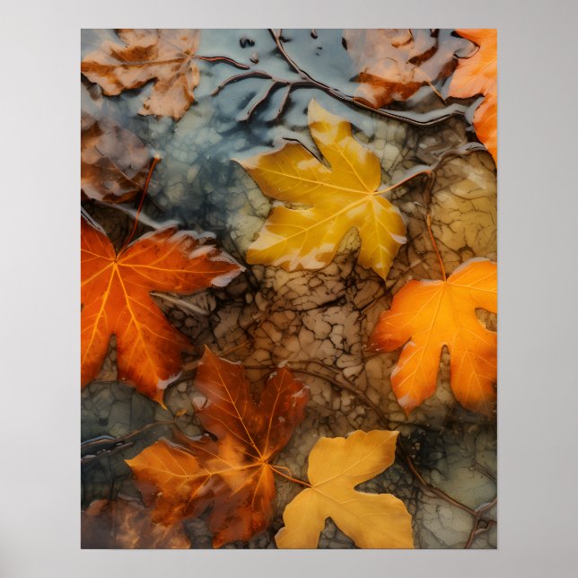 Autumn Leaves in Rain Poster (Front)