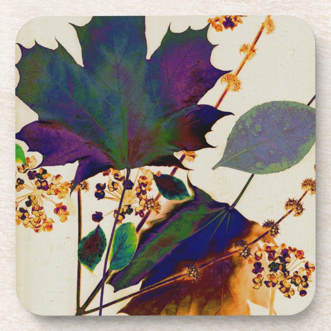 Autumn Leaves in Royal Colours Coaster (Front)
