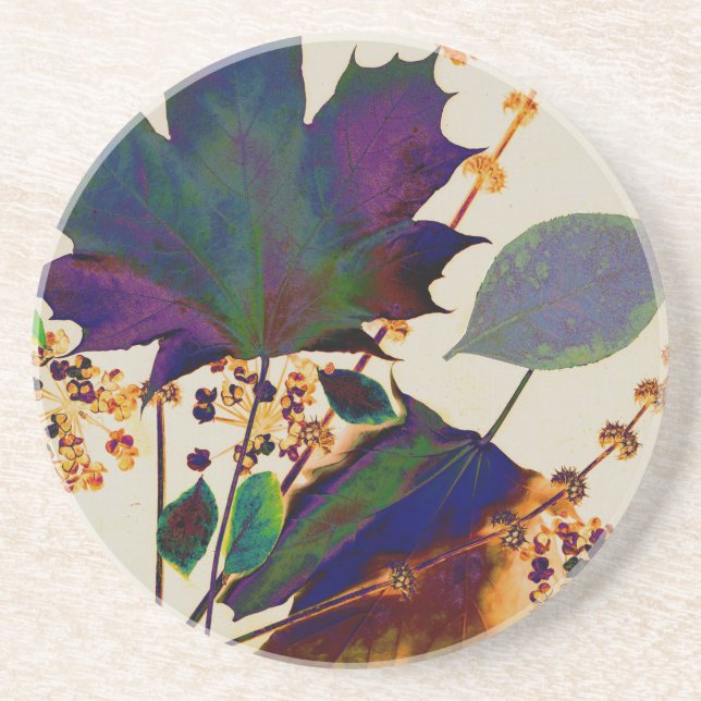 Autumn Leaves in Royal Colours Coaster (Front)