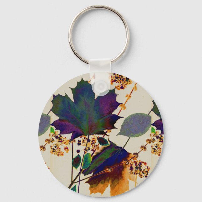 Autumn Leaves in Royal Colours Keychain (Front)