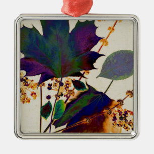 Autumn Leaves in Royal Colours Metal Ornament