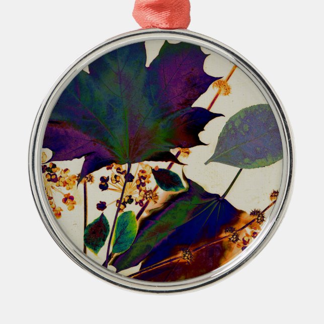 Autumn Leaves in Royal Colours Metal Ornament (Front)