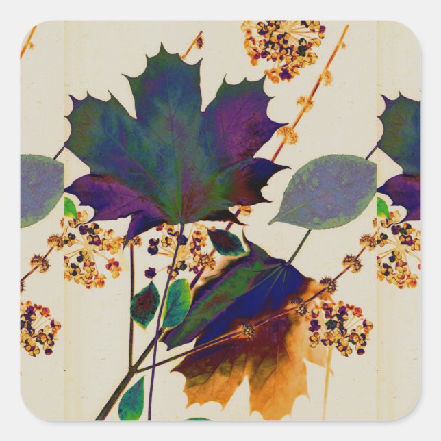 Autumn Leaves in Royal Colours Square Sticker (Front)