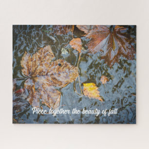 Autumn leaves in the forest stream poster jigsaw puzzle