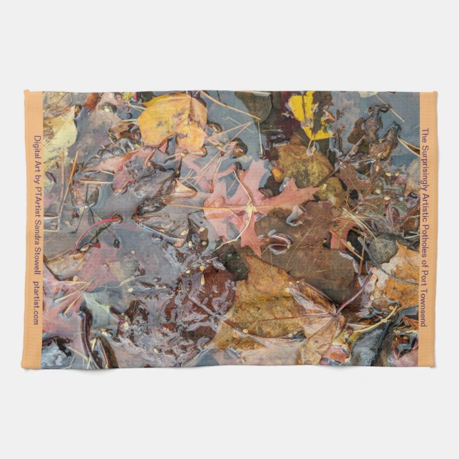 Autumn Leaves in the Rain Kitchen Towel (Horizontal)
