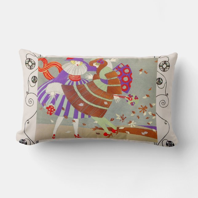 AUTUMN LEAVES IN THE WIND /BEAUTY Geometric Swirls Lumbar Pillow (Front)