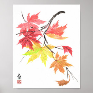 Autumn Leaves in the Wind Poster