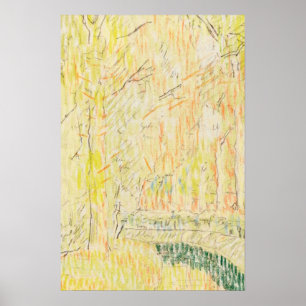 Autumn Leaves Landscape Sketch Art Poster
