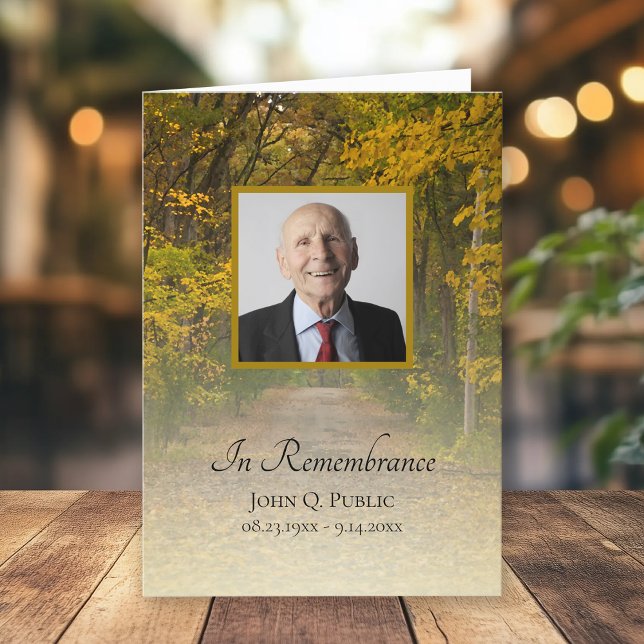 Autumn Leaves Lane Funeral Service Folded Program (Creator Uploaded)