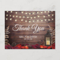 Autumn Leaves & Lantern Fall Wedding Thank You