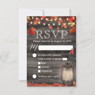 Autumn Leaves & Lantern Vintage Fall Wedding RSVP Card