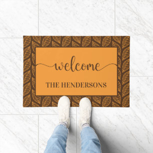 Autumn Leaves Last Name Welcome Doormat