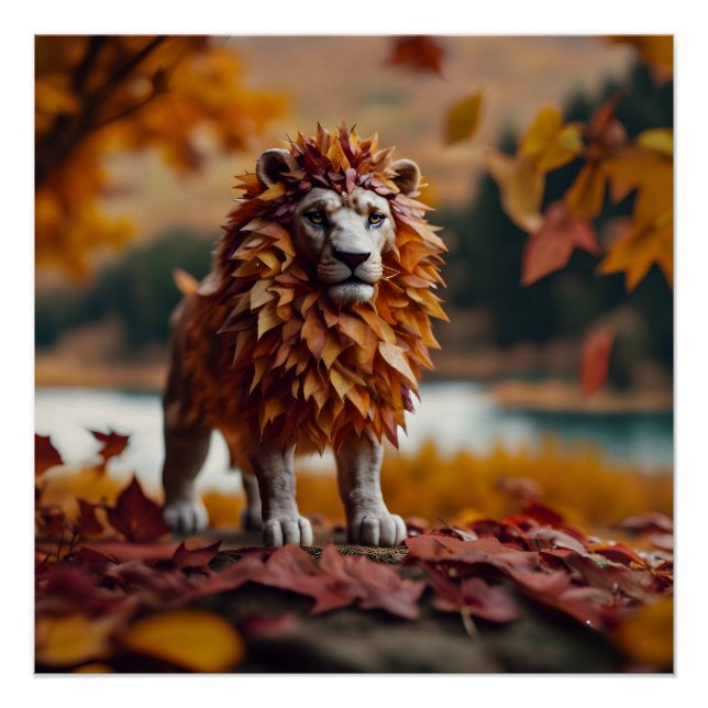 Autumn leaves Lion Poster (Front)