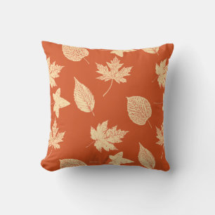 Autumn leaves - mandarin orange throw pillow