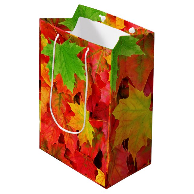 Autumn Leaves Medium Gift Bag (Front Angled)