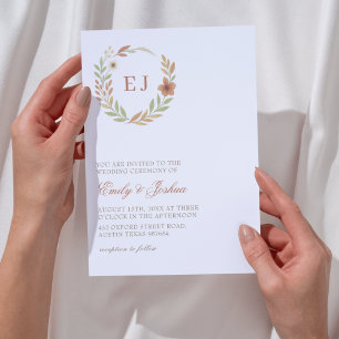 Autumn Leaves Monogram Wedding  Invitation