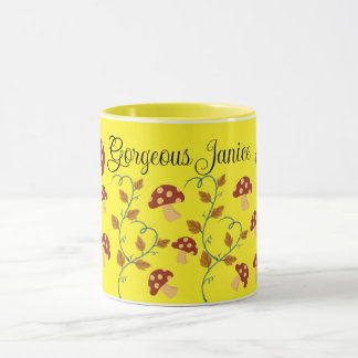 Autumn Leaves Mushroom Mug with editable name