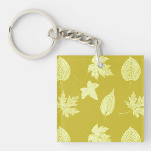 Autumn leaves - mustard and light yellow keychain