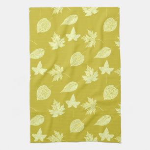 Autumn leaves - mustard and light yellow kitchen towel