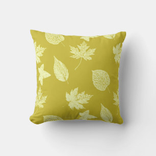 Autumn leaves - mustard and light yellow throw pillow