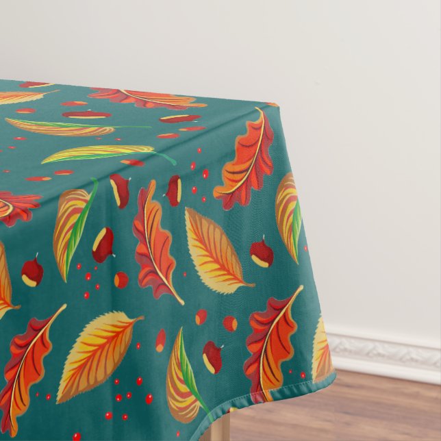  Autumn Leaves Nuts Chestnuts Pattern Elegant Fall Tablecloth (In Situ)