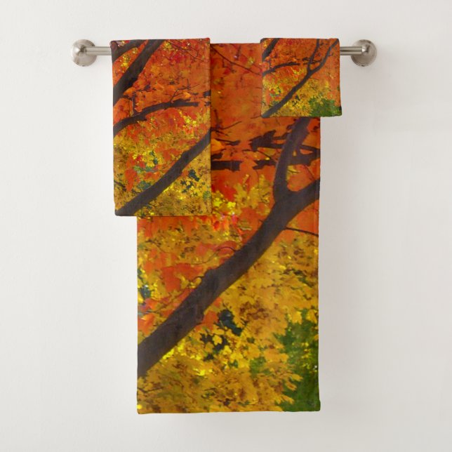 Autumn Leaves of Yellow and Orange Photo Bath Towel Set (Insitu)