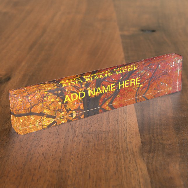 Autumn Leaves of Yellow and Orange Photo Nameplate (Side)