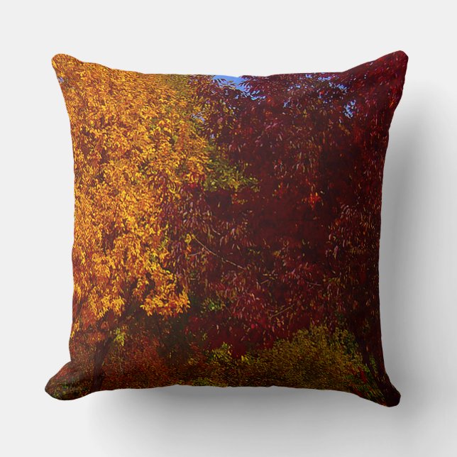 Autumn Leaves of Yellow and Purple, ZSSPG Throw Pillow (Front)