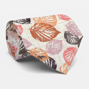 Autumn leaves on beige. tie