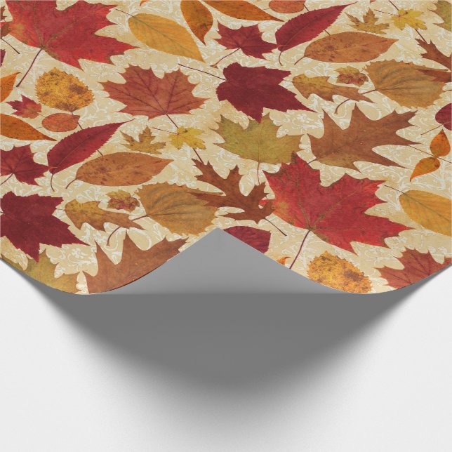 Autumn Leaves on Beige Wrapping Paper (Corner)