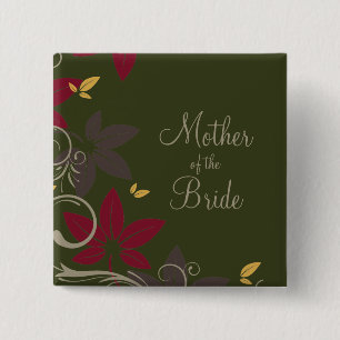 Autumn Leaves on Green Mother of the Bride 2 Inch Square Button