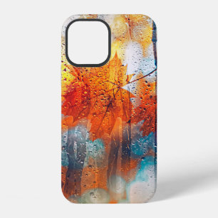 autumn leaves on rainy glass texture. concept of f iPhone 12 case