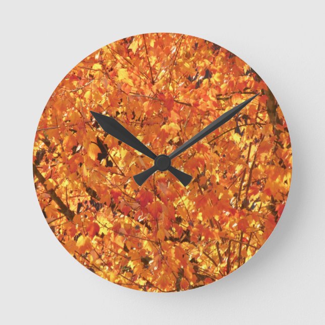 Autumn Leaves on Tree - photograph.   Round Clock (Front)