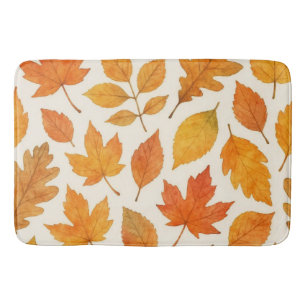  Autumn Leaves on White Fall Season  Bath Mat