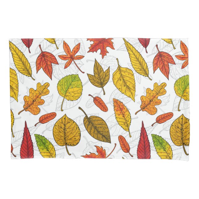 Autumn leaves on white pillowcase (Front)