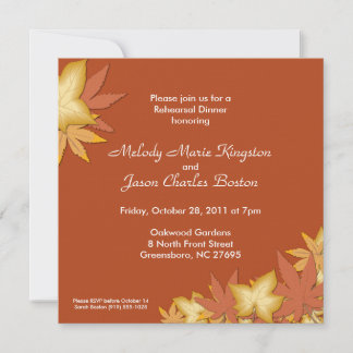 Autumn Leaves Orange Square Invitations