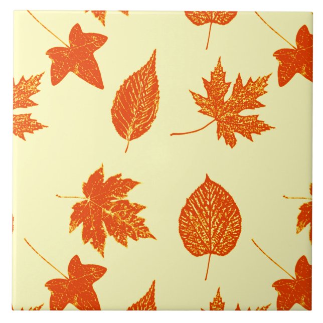 Autumn leaves - pale yellow and orange tile (Front)