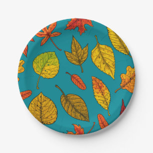Autumn leaves paper plate