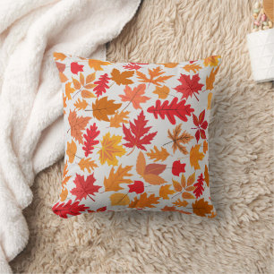 Autumn leaves pattern 02 Offwhite BG Throw Pillow
