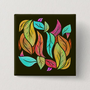 Autumn leaves pattern 2 inch square button
